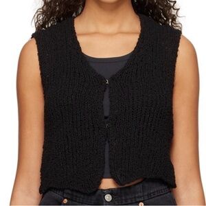 Open YY black open knit top
